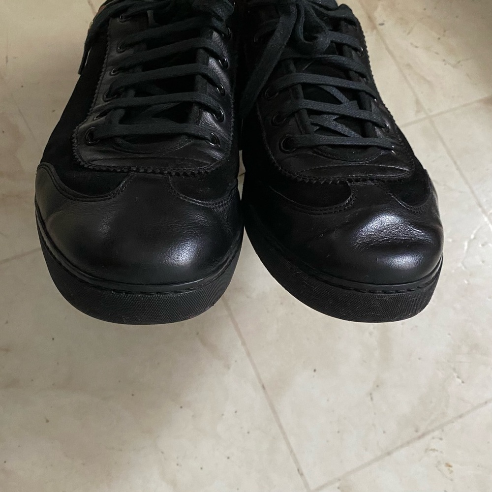 $985 Gucci Made in Italy Black Leather Suede Low Top Men's Sneakers Size 9 - Picture 6 of 12